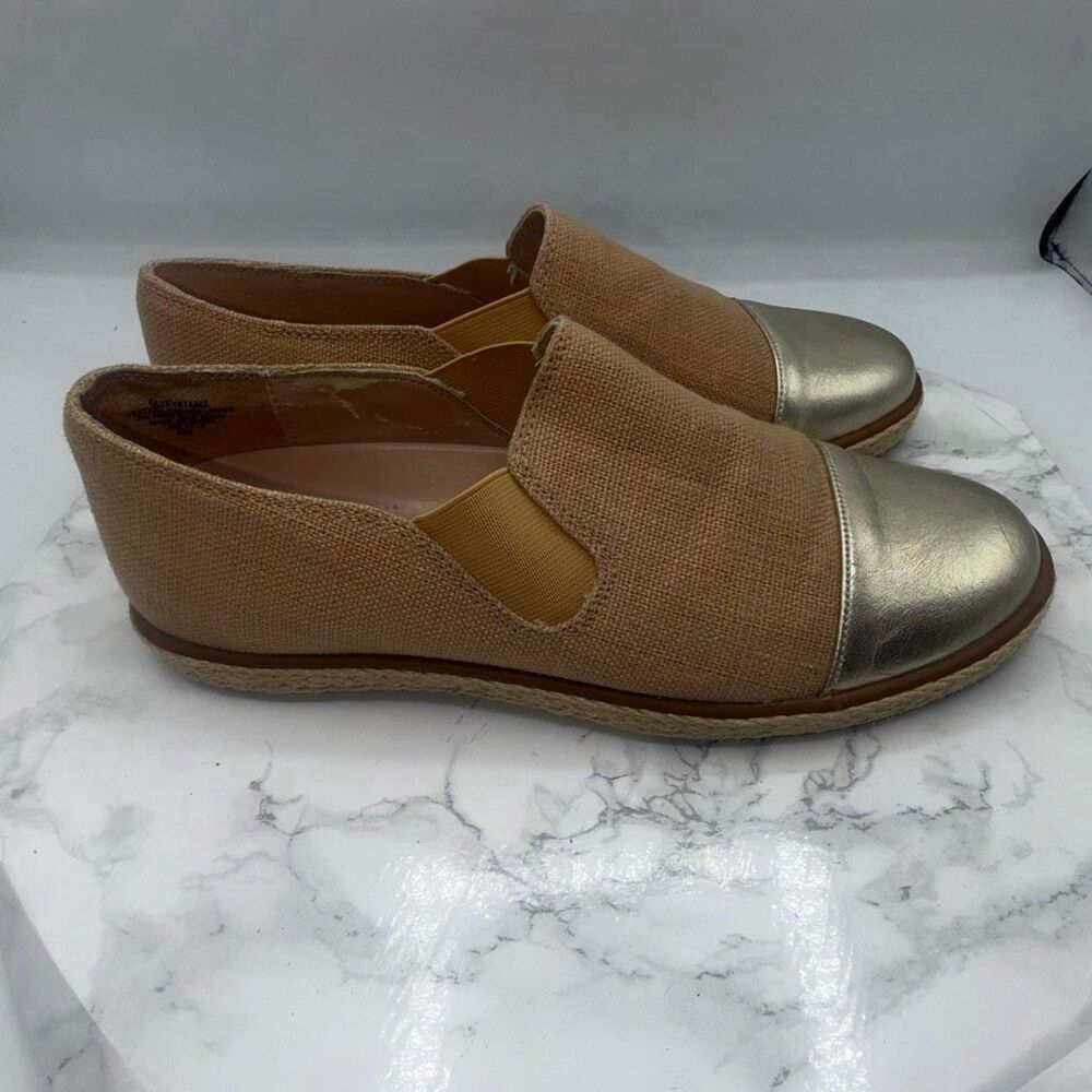 ENZO ANGOILINI Tan and Gold Jute and Leather Eavayatama Slip On Shoes-8.5M